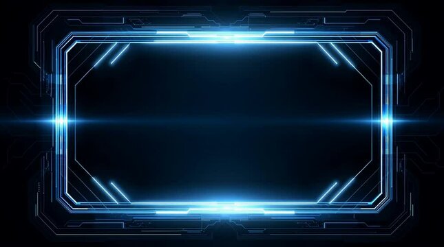 AI technology background with futuristic glowing frame, modern AI interface with AI technology elements for digital video overlay, perfect for high-tech designs featuring AI technology