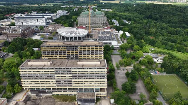 Ruhr university Bochum, Germany, campus facilities, Knowledge, science, learning institution. Aerial view.
