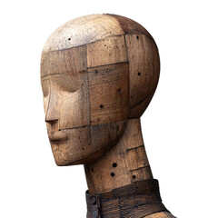 Wooden Human Face Sculpture Artistic Abstract Carving