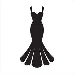 Elegant Black and White Sketch of Woman in Stylish Dress