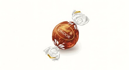 Lindt Lindor Chocolate Truffle on White Background