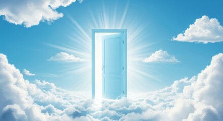 Open Door to Heaven Clouds with Light, and and Hope Await.