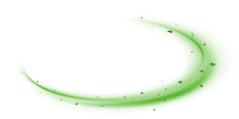 Png Wind Swirl with Green Leaves and Sparkles – Abstract Eco Background, Nature Breeze Motion, White Isolated Design, Shiny Flying Particles, Organic Energy Flow, Leafy Decorative Element PNG.	
