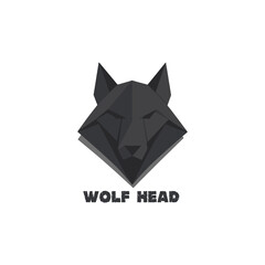 Origami Wolf Head Illustration – Flat Design Animal Art on Deep Red Background
