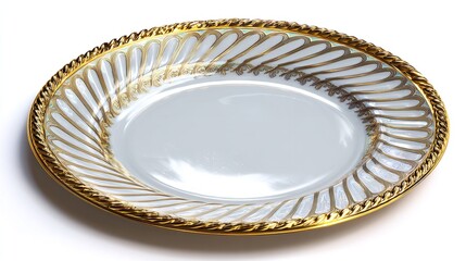 Elegant gold trim oval serving platter decorative porcelain dish for home decor and fine dining display