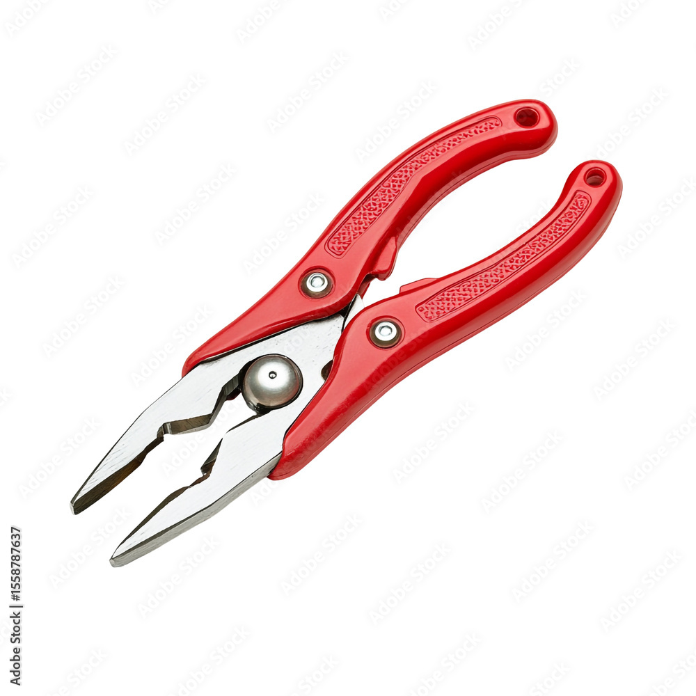 Poster red handled pliers isolated on black background a handy tool for various tasks