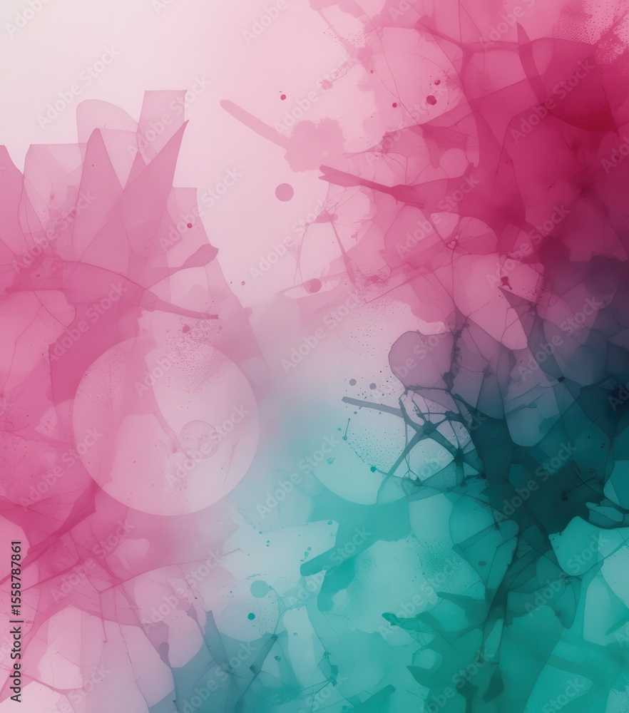 Poster vibrant watercolor texture emerald and magenta gradient with open text space design
