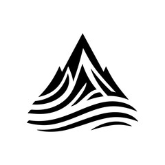 Simple tribal mountain peak in black