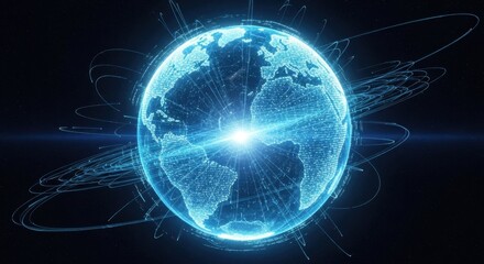 Exploring earth's digital sphere global connectivity infographic display high-tech environment aerial view innovation concept
