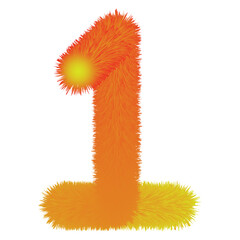 Fiery number one with a soft furry texture and gradient colors