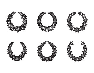 Elegant Black and White Floral Wreath Frame Perfect for Invitations, Logos, and More