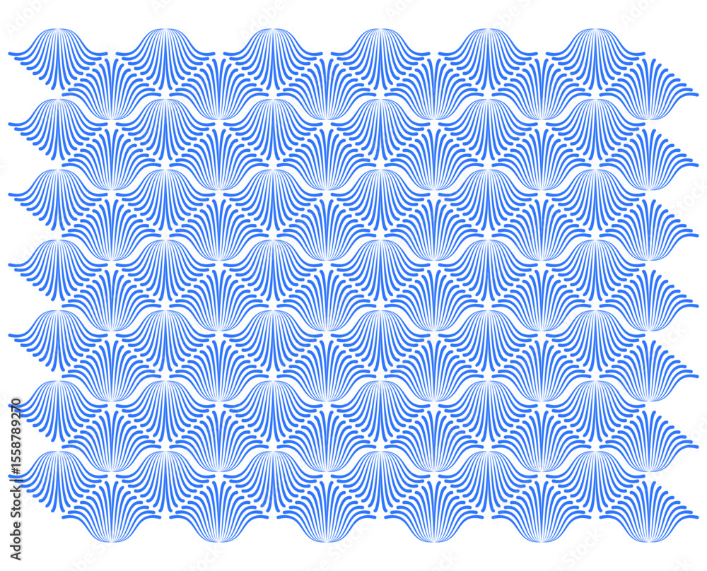 Aufkleber seamless pattern with blue triangles. design element wave lines guilloche curve line background circ