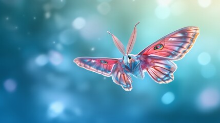 Colorful Ethereal Butterfly Floating Against a Dreamy Background
