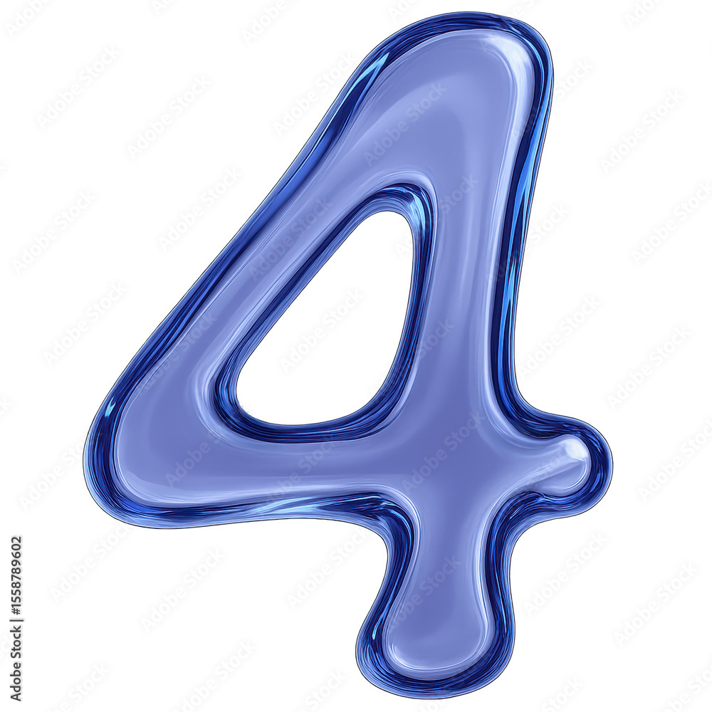 Poster abstract digital number 4: a unique, digital rendition of the number 