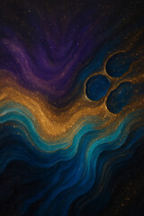 Abstract Fluid Wave Background with Colorful Gradient Swirls and Dual Spheres – Modern Surreal Flow Art