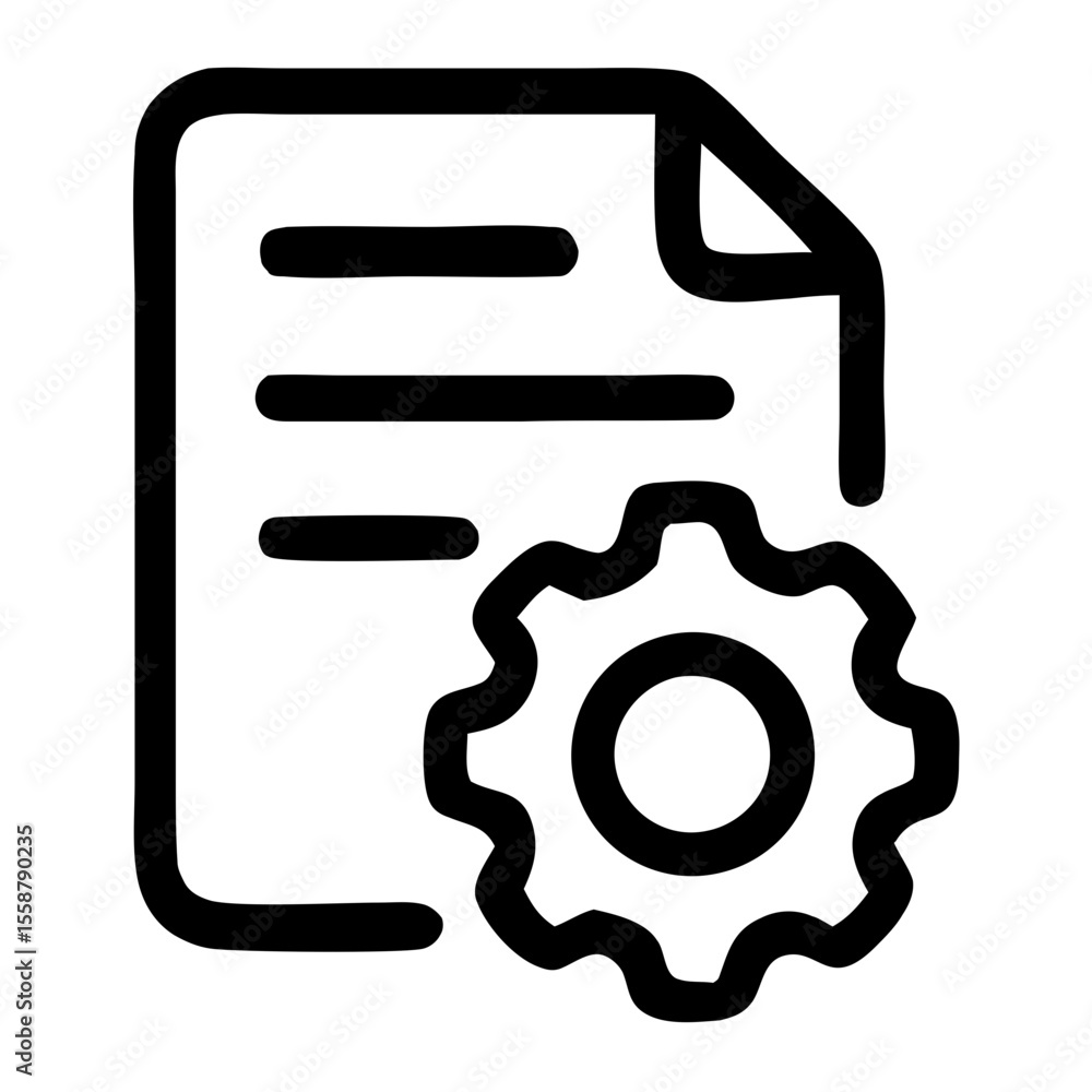 Aufkleber simple outline document setting cogwheel configuration options file icon illustration