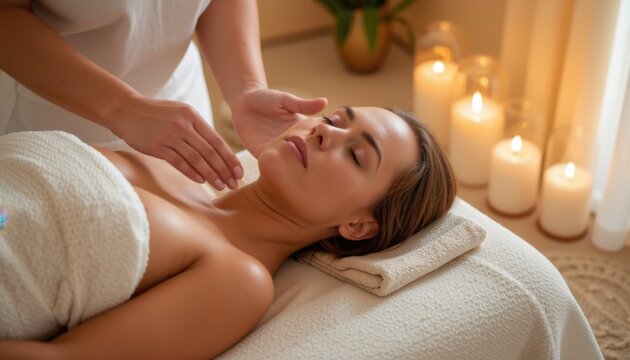 Relaxation therapy session spa room image of a facial calm environment close-up view wellness concept