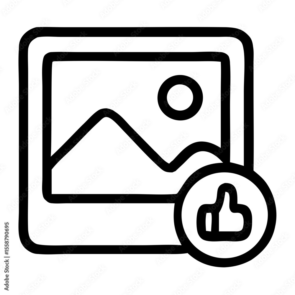 Poster simple outline stroke image like button user interface icon element