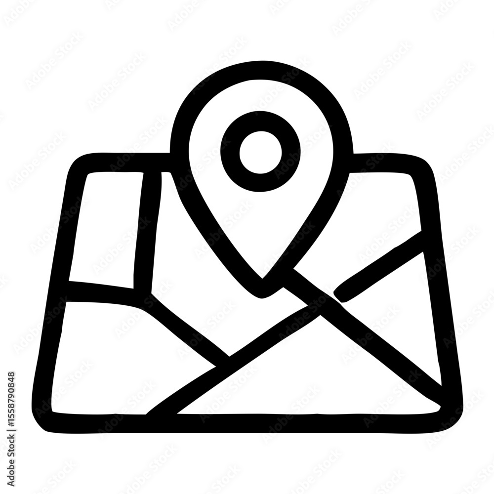 Poster simple handdrawn map pointer location navigation guide icon