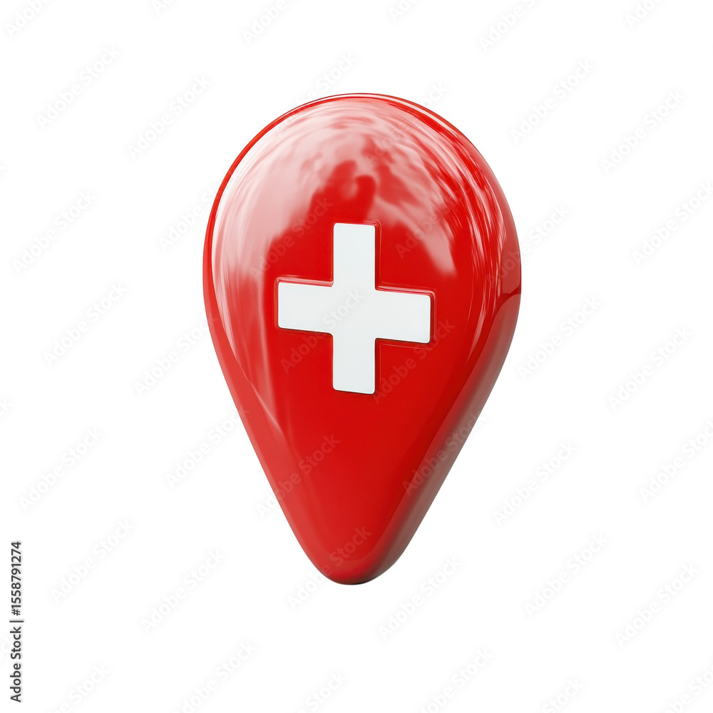 Poster red location pin switzerland style flag isolated symbol marker mapping on transparent background