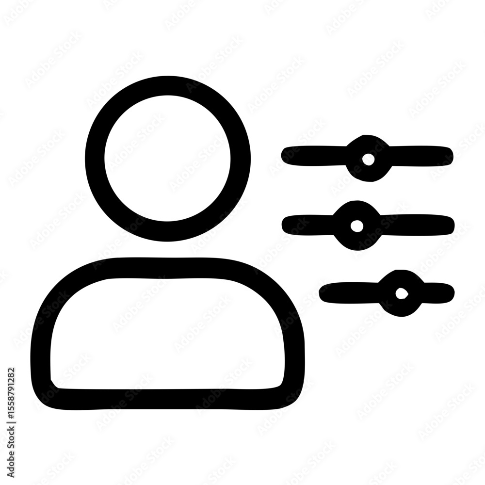 Poster handdrawn simple user setting adjustment doodle person account configuration icon