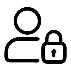 Obraz premium Outline Style Simple Person with Padlock Privacy Protection Icon