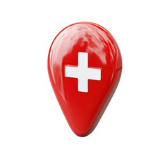 Obraz premium Red Location Pin Switzerland Style Flag Isolated Symbol Marker Mapping on transparent background