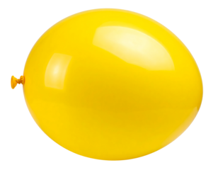 A cheerful and glossy yellow party balloon, perfectly inflated and ready to brighten up any festive occasion.