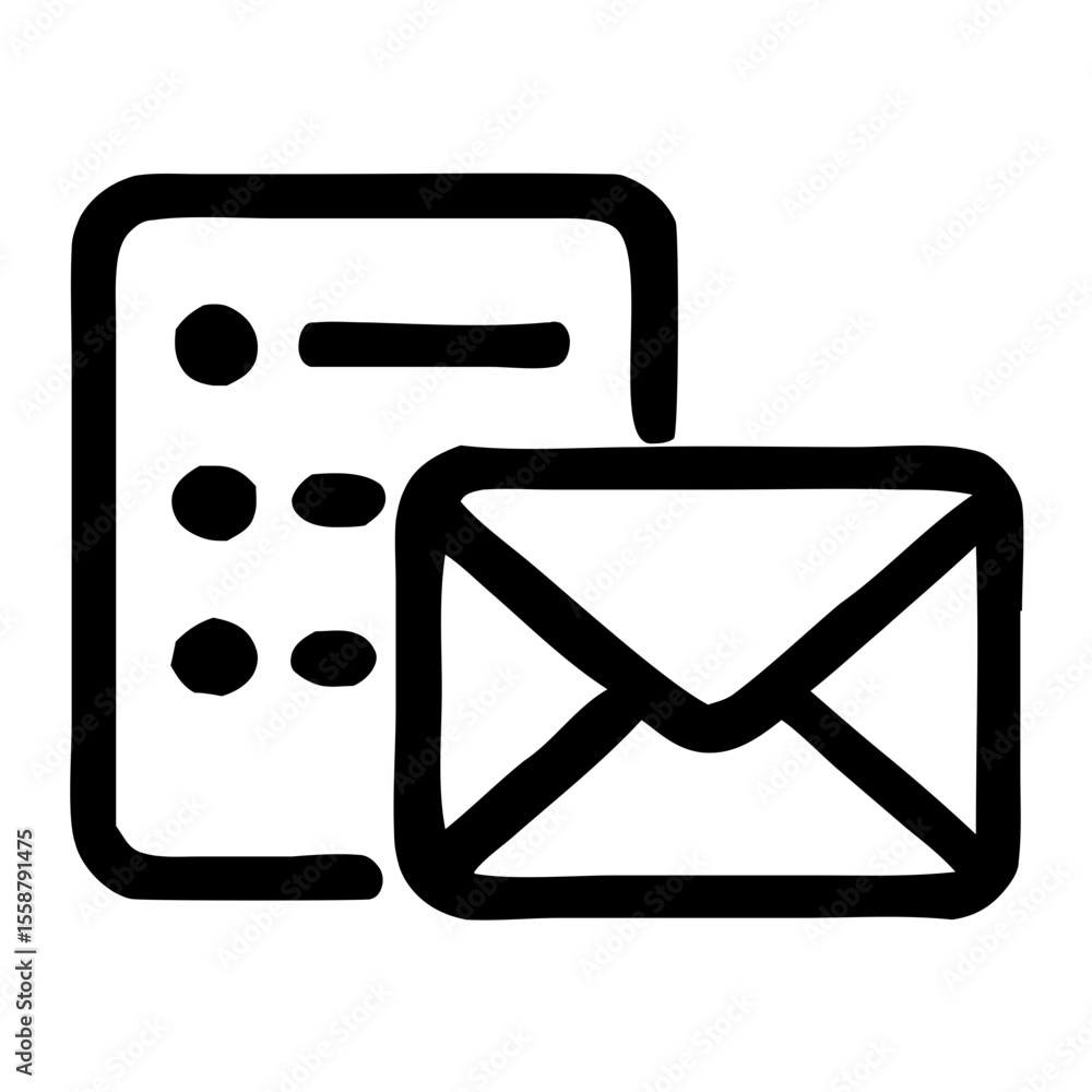 Poster simple outline handdrawn email list message notification communication icon