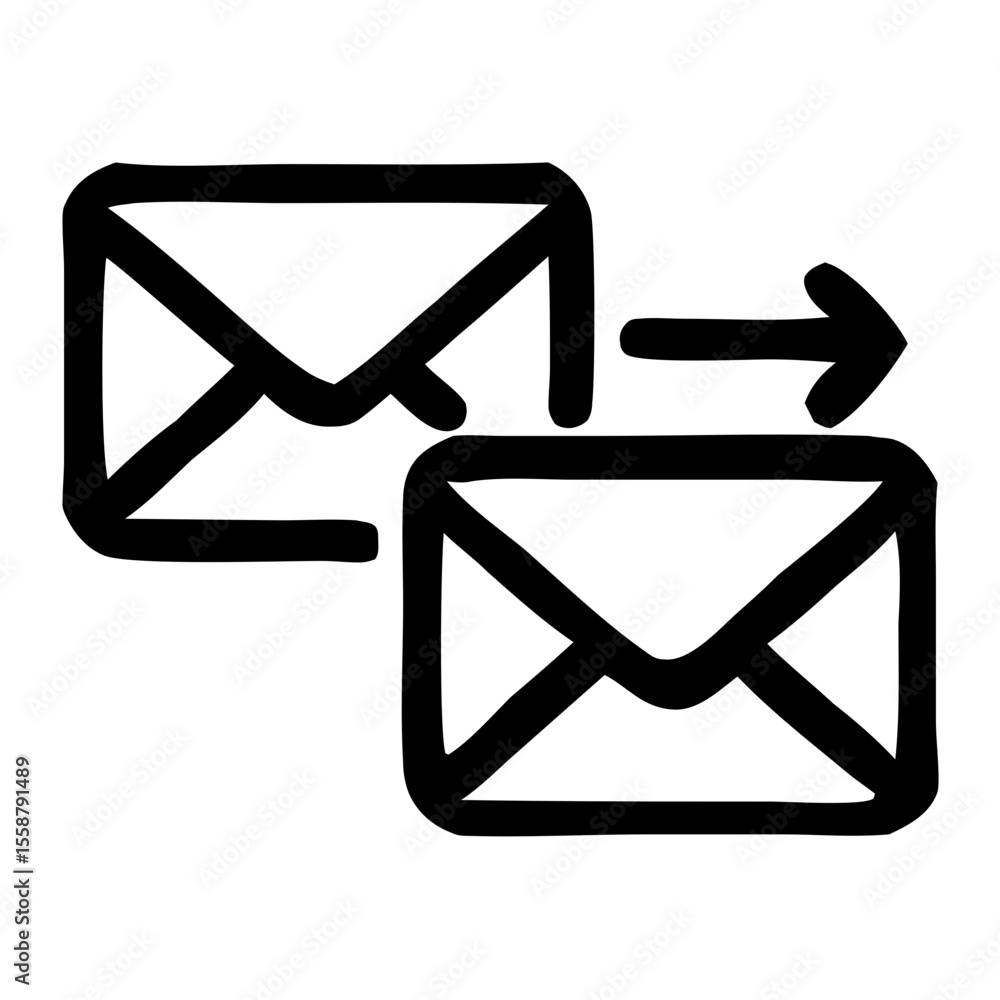 Poster outline handdrawn email forwarding symbol send correspondence mail icon