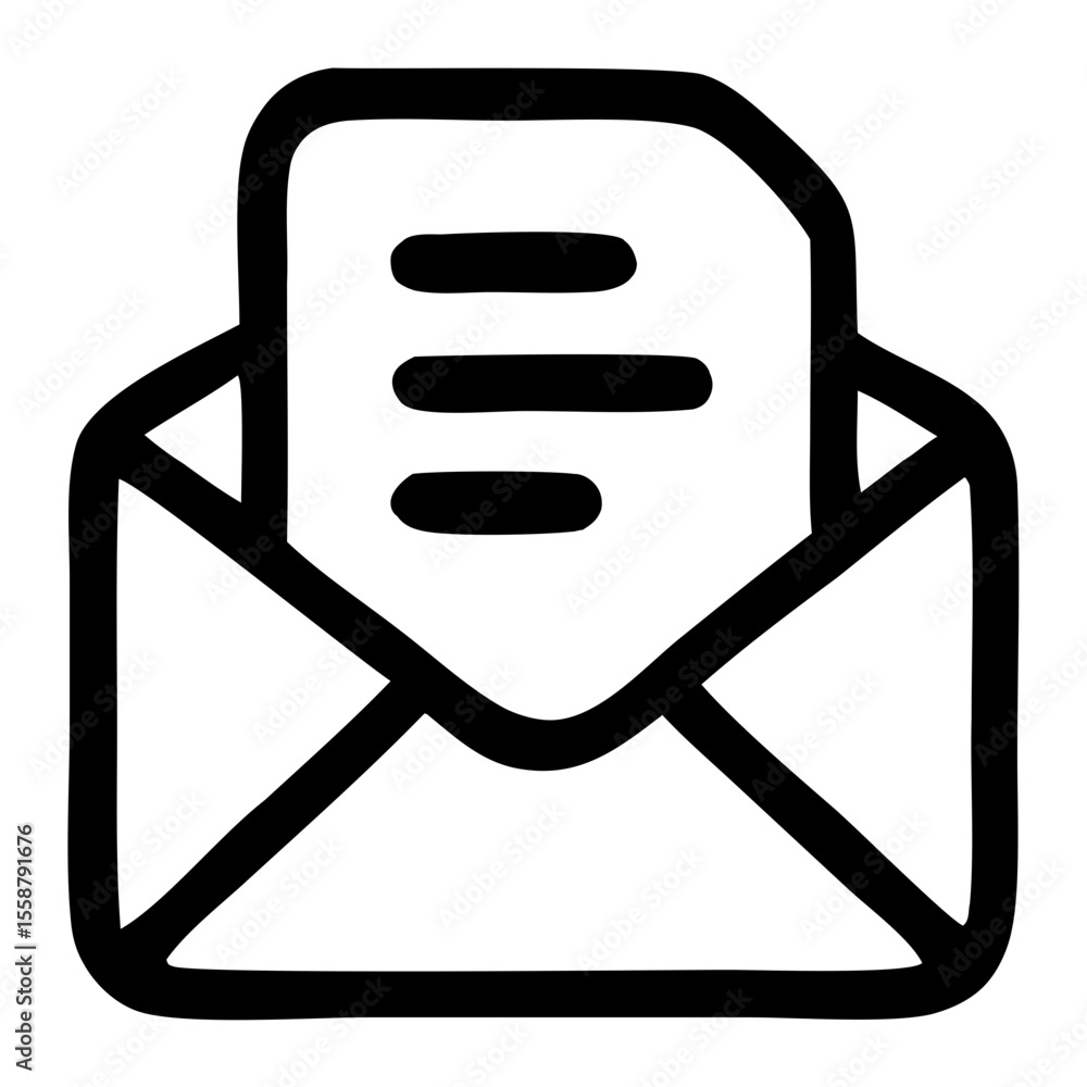 Poster simple outline open envelope mail letter communication element icon