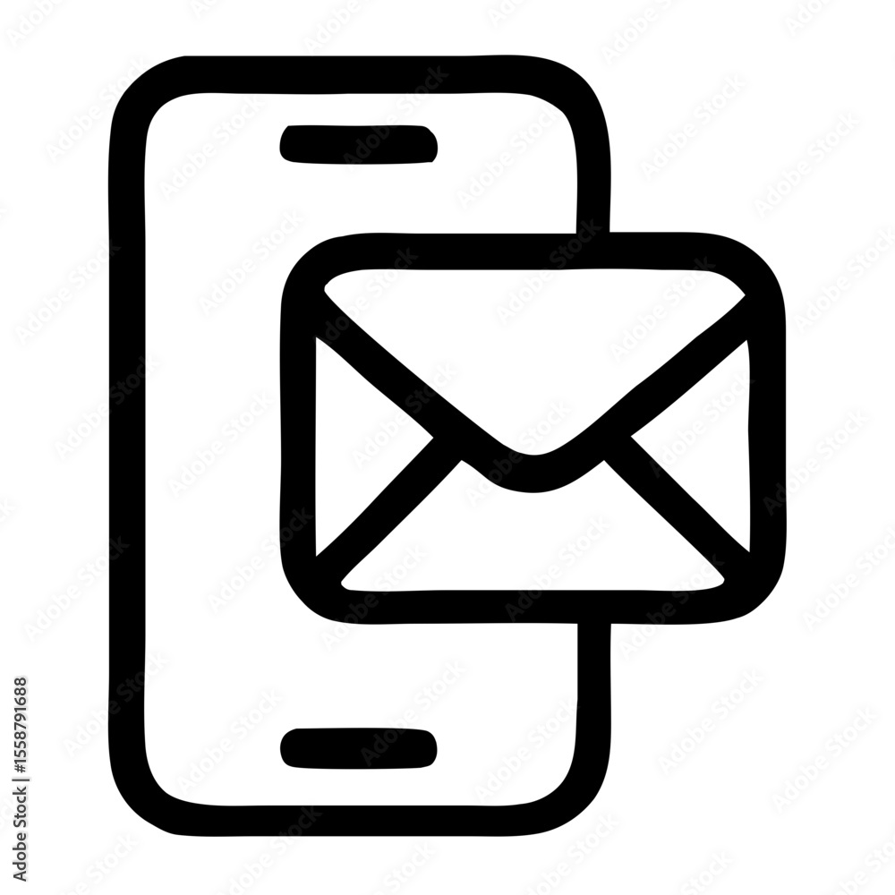 Poster simple handdrawn phone email message application interface icon element