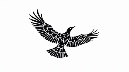 Fototapeta premium Modern Geometric Raven: Ascending Bird of Freedom and Design