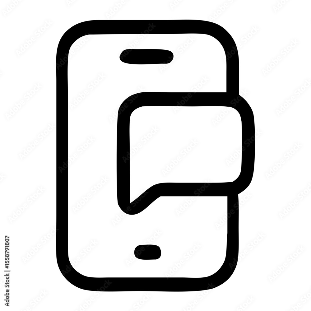 Poster handdrawn outline smartphone message notification ui element icon