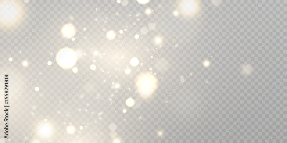 Poster Light effect with lots of shiny highlights shining on transparent background for christmas new year design.	