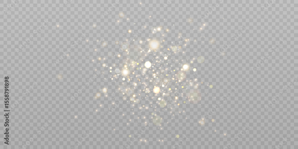 Poster light effect with lots of shiny highlights shining on transparent background for christmas new year 