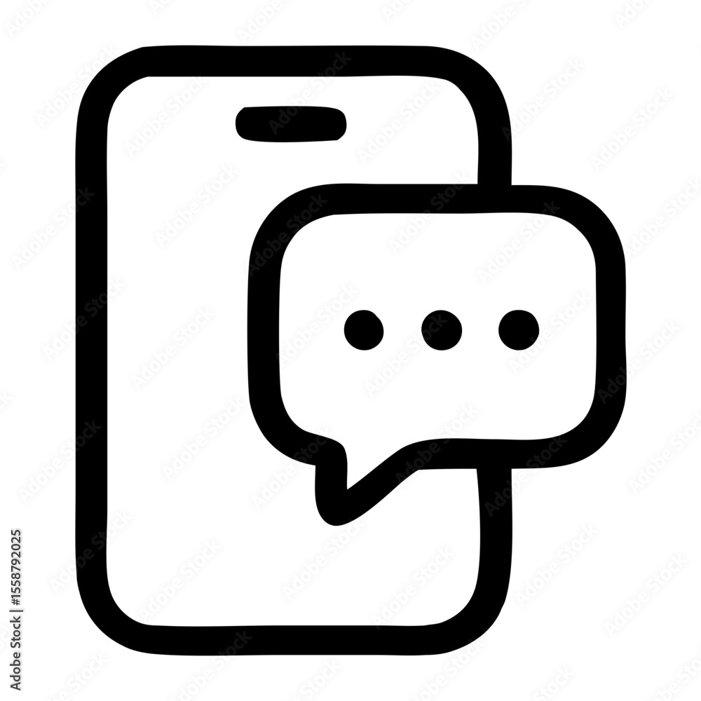 Poster simple lineart mobile phone with speech bubble messaging icon design
