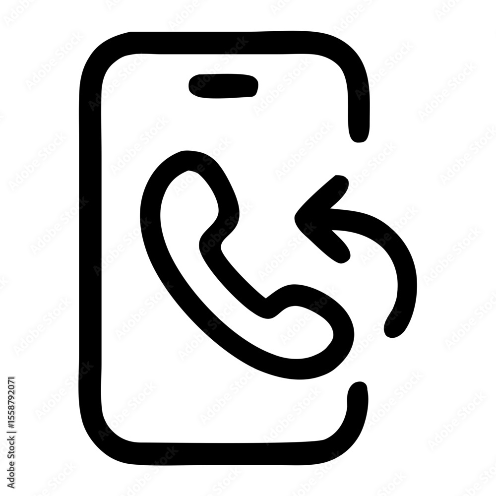 Poster handdrawn outline smartphone with call back symbol shape icon element