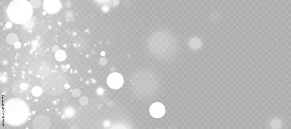 Poster Light effect with lots of shiny highlights shining on transparent background for christmas new year design.	