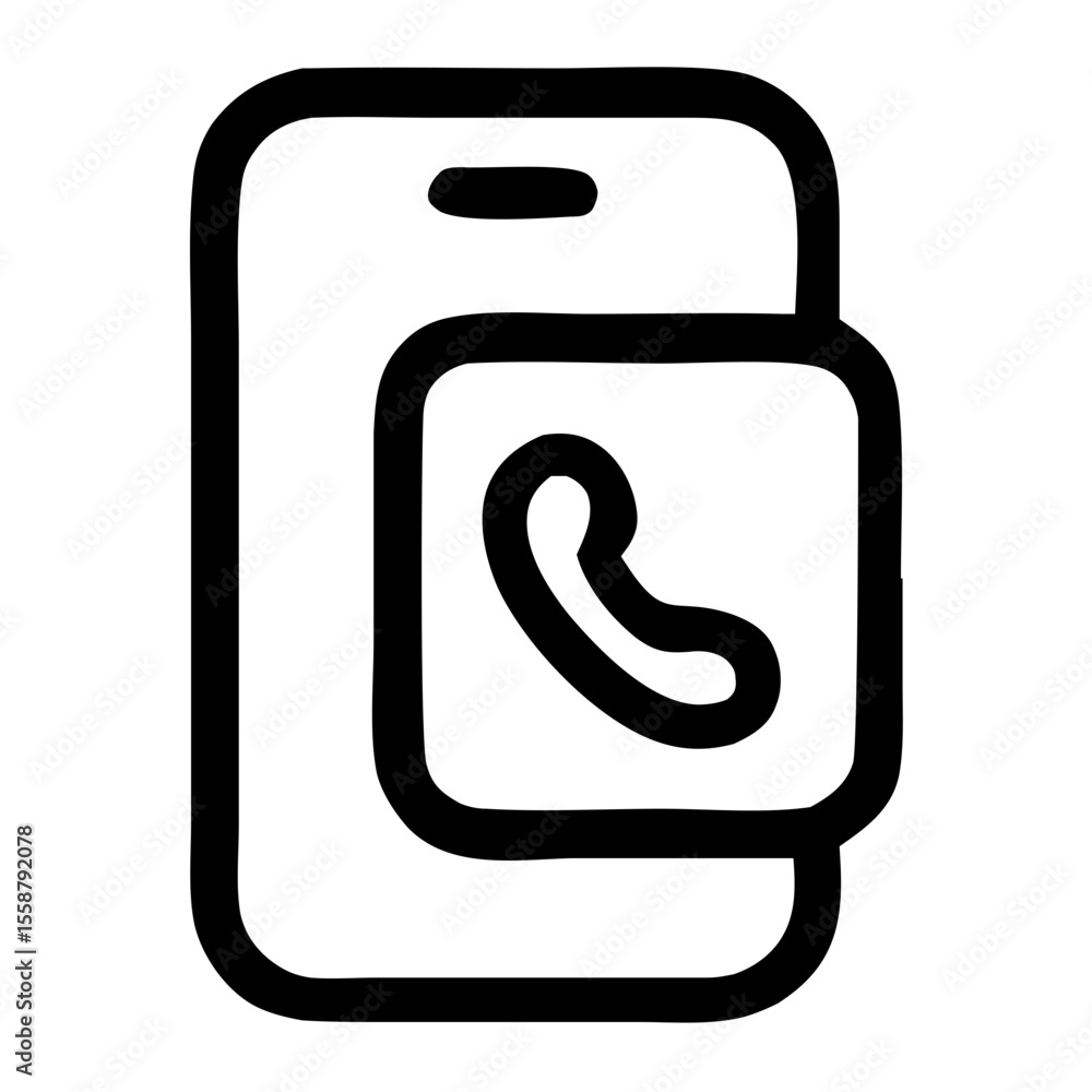 Poster outline handdrawn phone call app icon shape element design