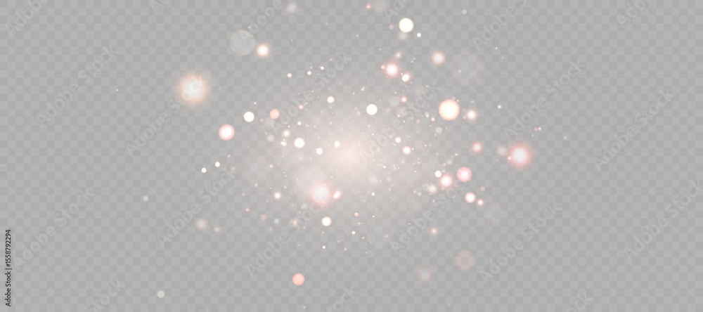 Poster Light effect with lots of shiny highlights shining on transparent background for christmas new year design.	