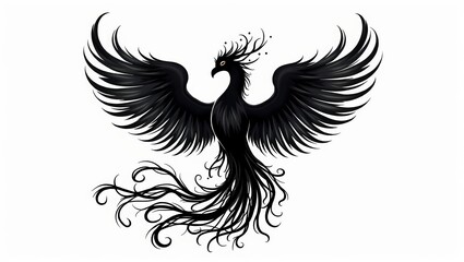 Obraz premium Symbol of Rebirth: Striking Phoenix in Black with Vivid Eyes