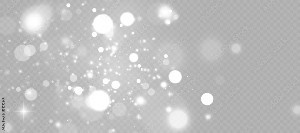 Poster light effect with lots of shiny highlights shining on transparent background for christmas new year 