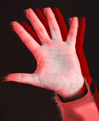 A spooky blood red halloween hand closeup