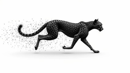 Fototapeta premium Abstract Speed: Panther Silhouette with Digital Particle Trail