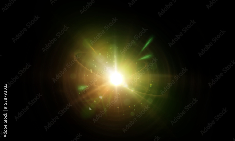 Poster transparent green light effect for web design isolated on dark background. vector 10 eps