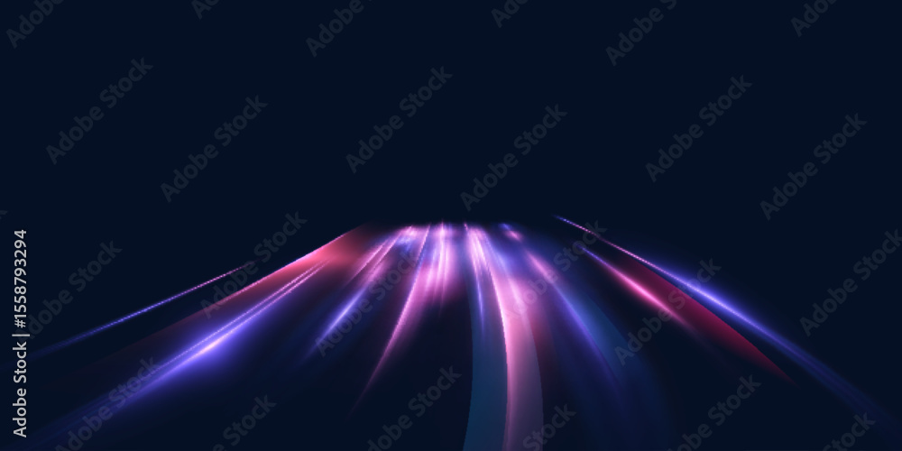 Aufkleber Transparent pink-violet rays of light go upward, creating a feeling of acceleration, movement of the flow of light. Energetic flow with the effect of acceleration. Vector