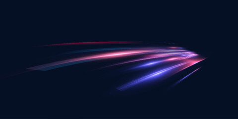 Transparent pink-violet rays of light go upward, creating a feeling of acceleration, movement of the flow of light. Energetic flow with the effect of acceleration. Vector