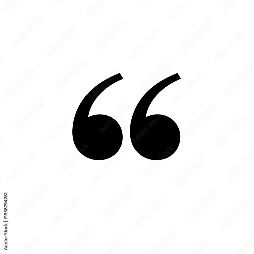 Fototapete A simple graphic featuring a pair of black quotation marks isolated on a plain white background space