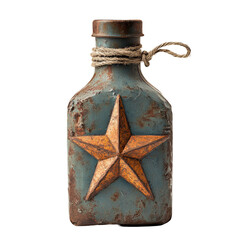 Rustic metal bottle with star design tied with twine charming farmhouse decor
